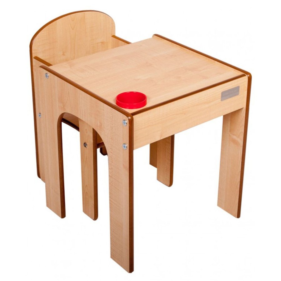 Playtime littlehelper Montessori Toys & Products | Little Helper Montessori Wooden Funstation Kids Table And Chairs Set | Natural