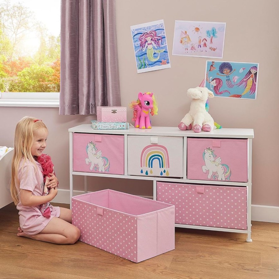 Toddler Furniture & Accessories littlehelper | Montessori Unicorn Large Toy Storage With Drawers | 1M Wide X 55Cm High | 2 Years+