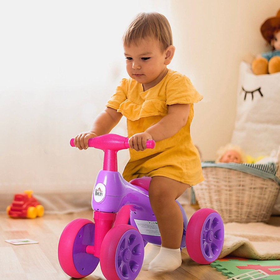 Playtime littlehelper Ride On Toys | Kids 4 Wheel Push Along Bike With Sound | Balance Bike | Storage | Pink Purple | 18-36M