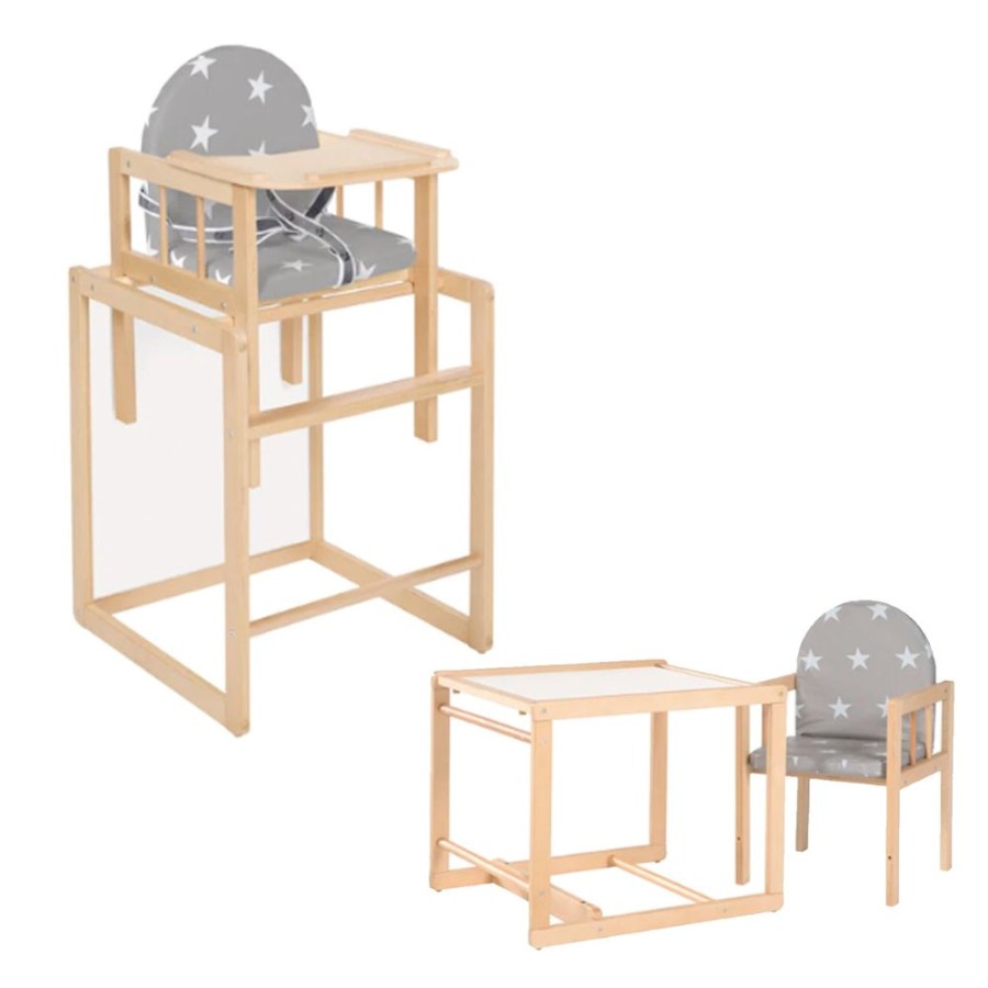 Mealtime littlehelper | 2-In-1 Wood Combination Baby High Chair | Table & Chair Set | Natural | 6M+