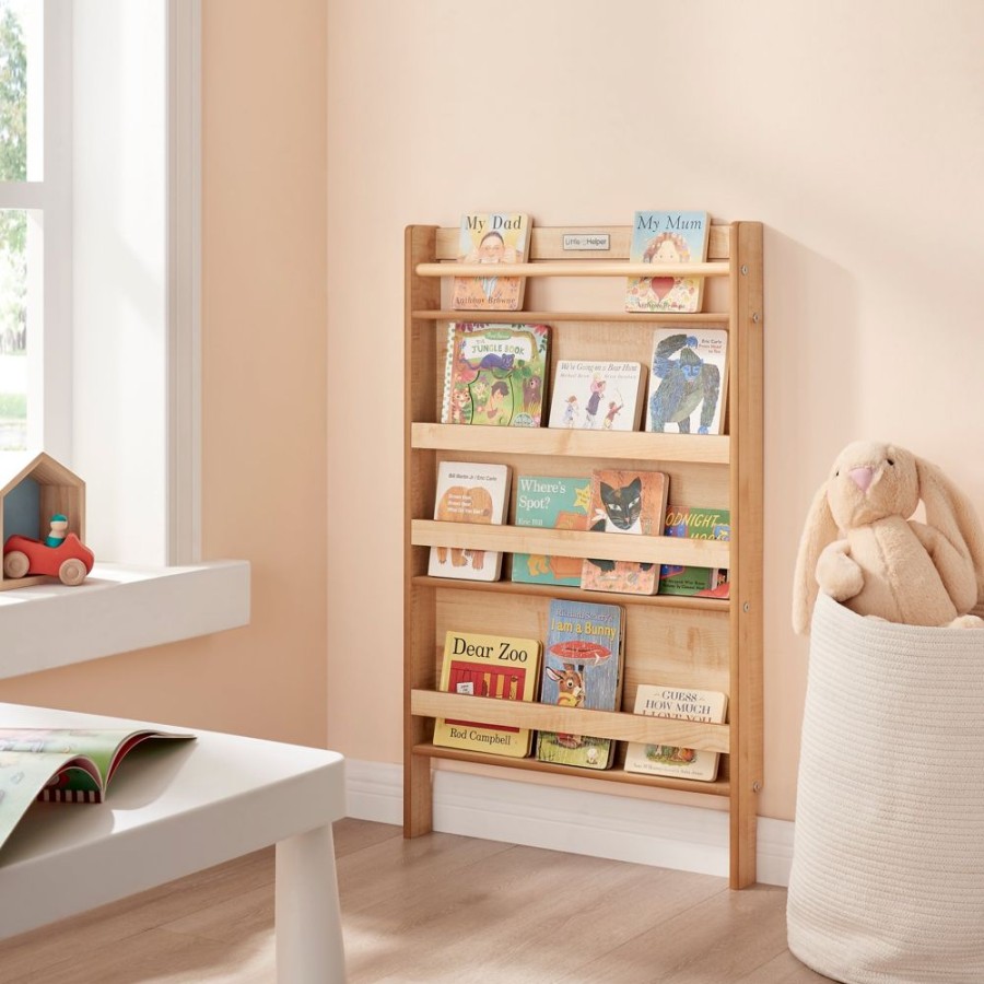 Playtime littlehelper Montessori Toys & Products | Little Helper Montessori Wall Mounted Bookcase | Childrens Bookcase | Kids Bookshelf | Natural Finish