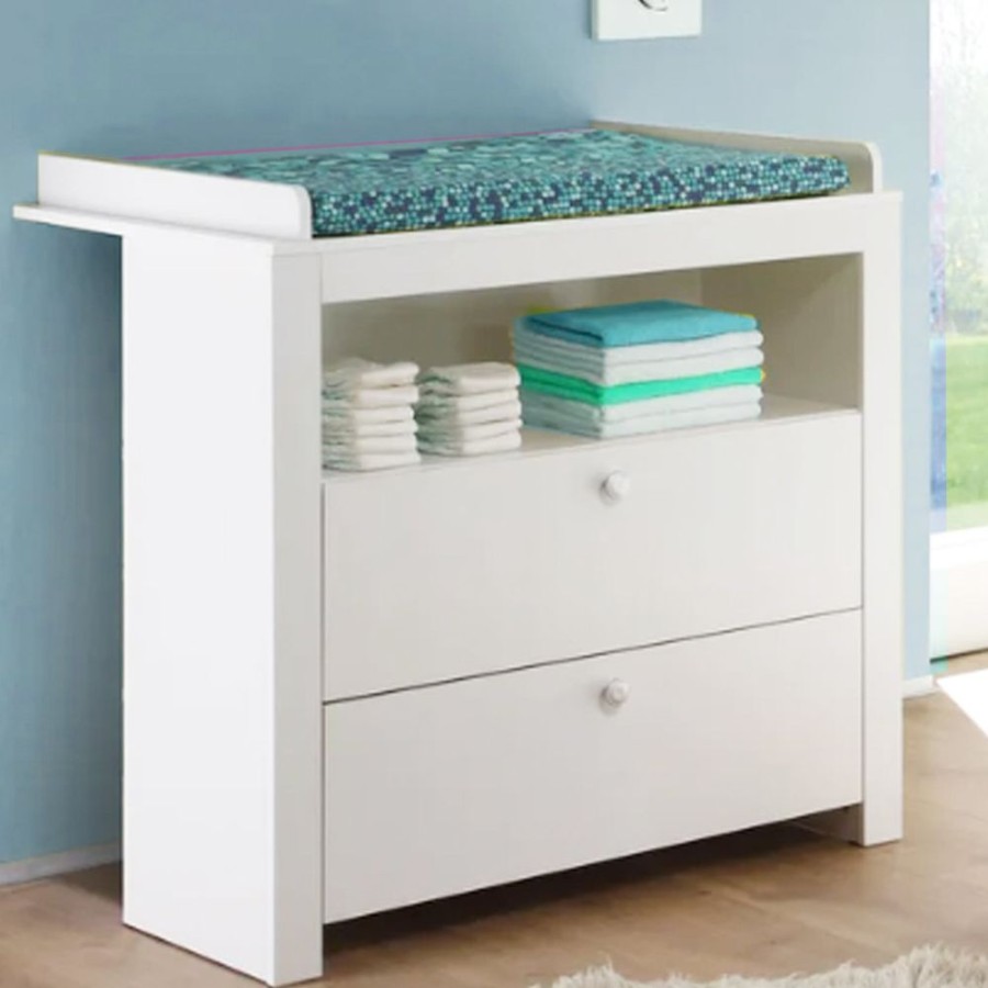 Baby & Nursery littlehelper Changing Units | Contemporary Baby Changing Unit | Storage Pocket | 2 Drawers & Removable Topper | White