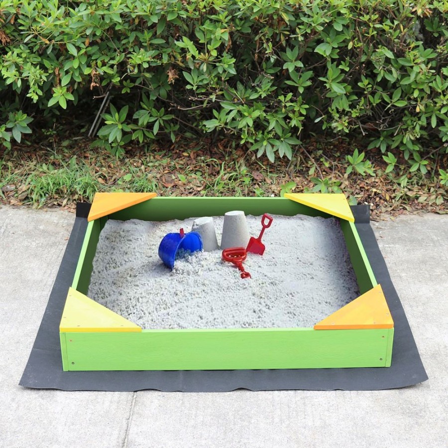 Playtime littlehelper Sand & Water Table | 100% Eco Rot Resistant Fsc Cypress Montessori Wooden Sandpit | Base Liner | Waterproof Cover | 90 X 90Cm