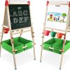 Playtime littlehelper | Deluxe Height Adjustable Kids Eco-Pine Easel | Blackboard Magnetic Whiteboard With 30 Pc Accessory Kit | Storage | 3-10 Years