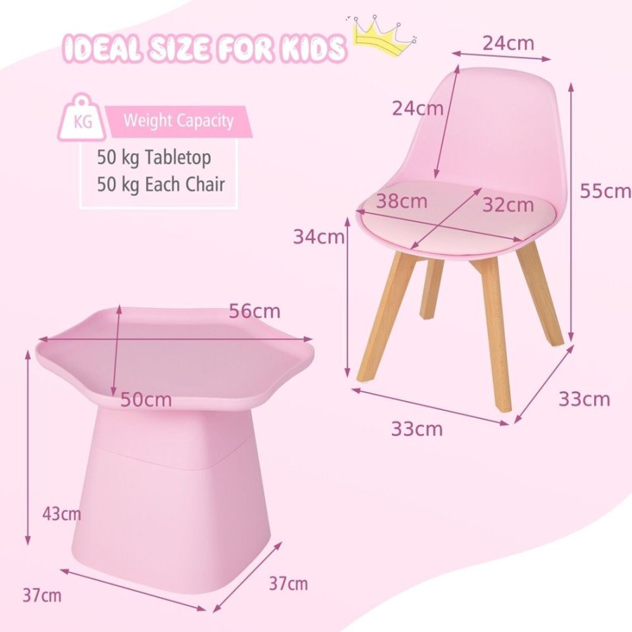 Toddler Furniture & Accessories littlehelper | 3 Pc Kids Table And 2 Chairs Set | Soft Padded And Ergonomic Seats With Backrest | Pink