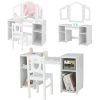 Playtime littlehelper Montessori Toys & Products | Montessori 2-In-1 Homework Desk & Vanity Dressing Table & Chair| Bureau | Storage | White | 3-10 Years