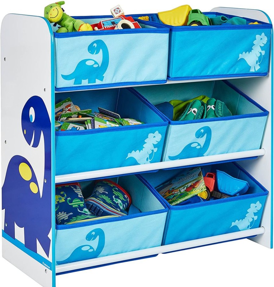 Baby & Nursery littlehelper Toy Box | Diddi Dino Kids Toy Storage Unit | 6 Bin Storage | Kids Storage Unit