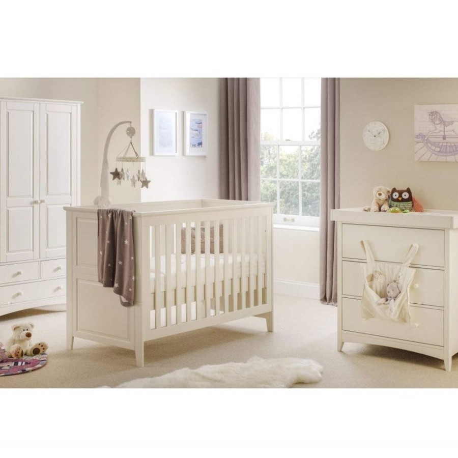 Baby & Nursery littlehelper Cot Beds | Classic Premium Quality Shaker Style Solid Pine Nursery Cot Bed | Adjustable Height Settings - Ivory White