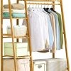 Playtime littlehelper Role Play Toys | Bamboo Wood Minimalistic Clothes Rail | Freestanding Clothes Rack With 7 Shelves | Natural | 1.1M High