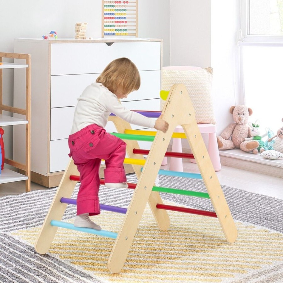 Playtime littlehelper Activity Toys | 2-In-1 Children'S Eco Wood Climbing Frame | Montessori Pikler Triangle, Slide & Climber