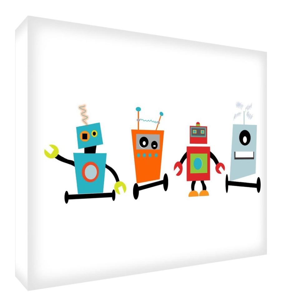 Baby & Nursery littlehelper Baby Gifts | Playroom Wall Art | Boys Room Wall Art | Canvas Prints - Robots