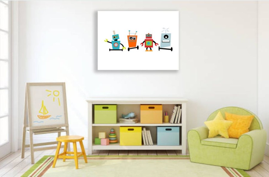 Baby & Nursery littlehelper Baby Gifts | Playroom Wall Art | Boys Room Wall Art | Canvas Prints - Robots