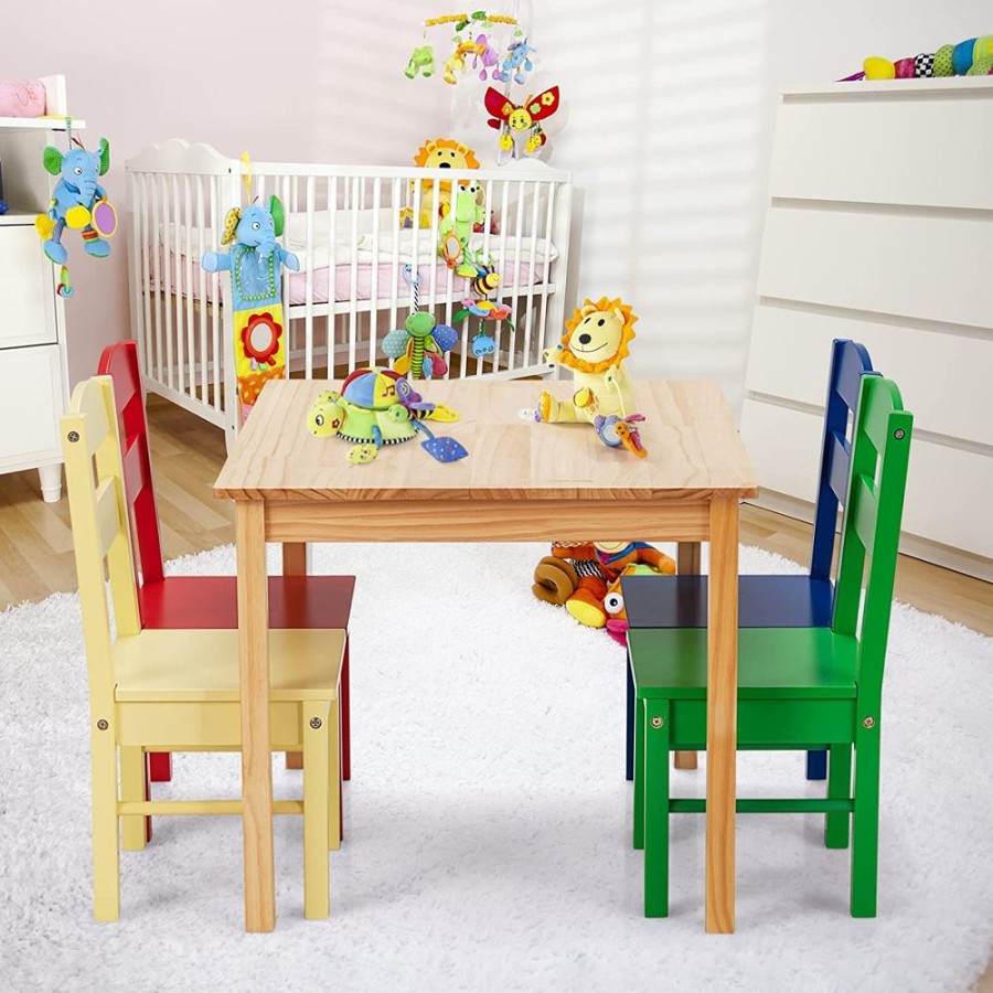 Toddler Furniture & Accessories littlehelper | Children'S Eco Wooden Table & 4 Chairs Set | New Zealand Pine | 3-8 Years