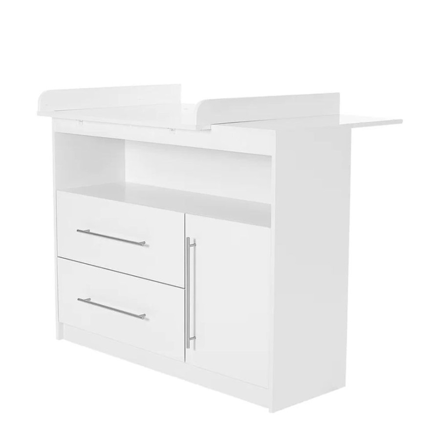 Baby & Nursery littlehelper Changing Units | Modern Baby Changing Unit | Storage Shelf | 2 Drawers | Cupboard & Removable Topper | White