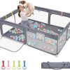 Baby & Nursery littlehelper Travel Cots & Playpens | Large Baby Playpen And Ball Pool With Carry Bag & Pull-Up Rings| Mesh Fabric | 2. X 1.5M | Grey