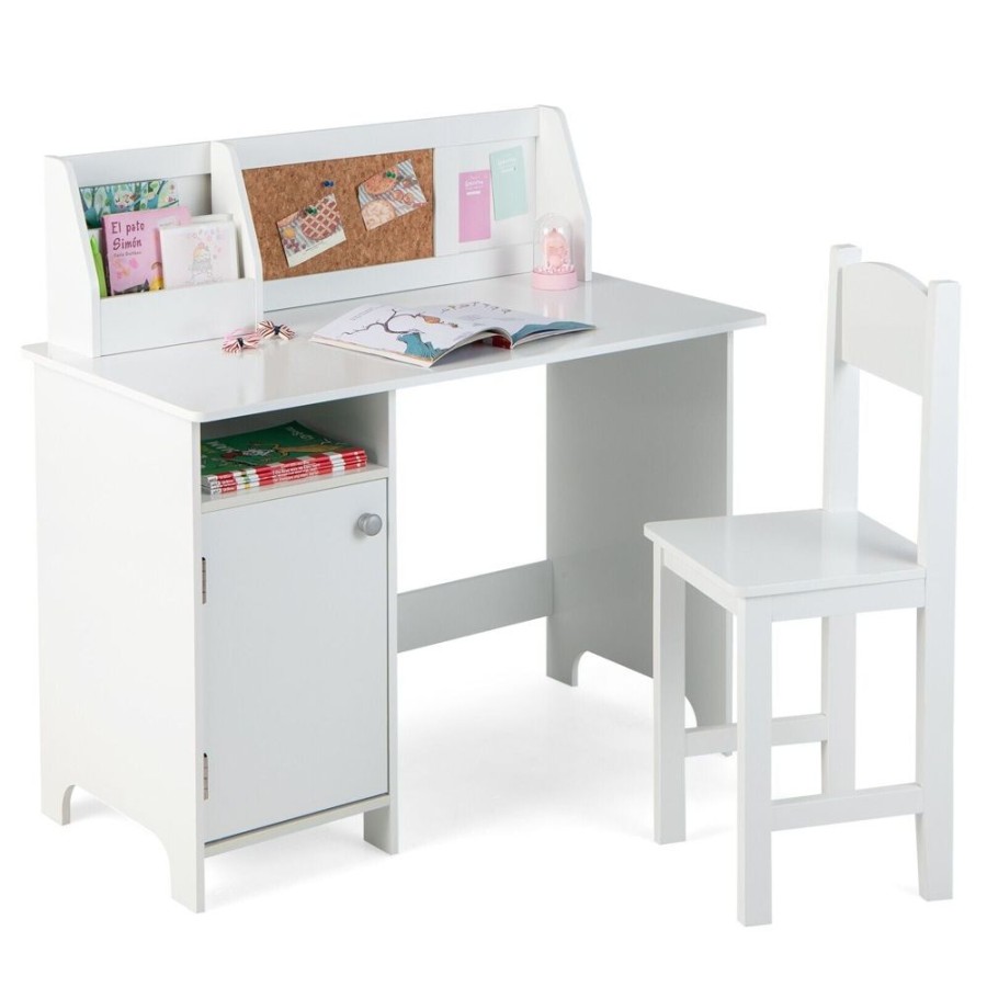 Playtime littlehelper Montessori Toys & Products | Children'S Montessori Homework Desk | Bureau | Storage Cupboard & Chair | White | 5-14 Years