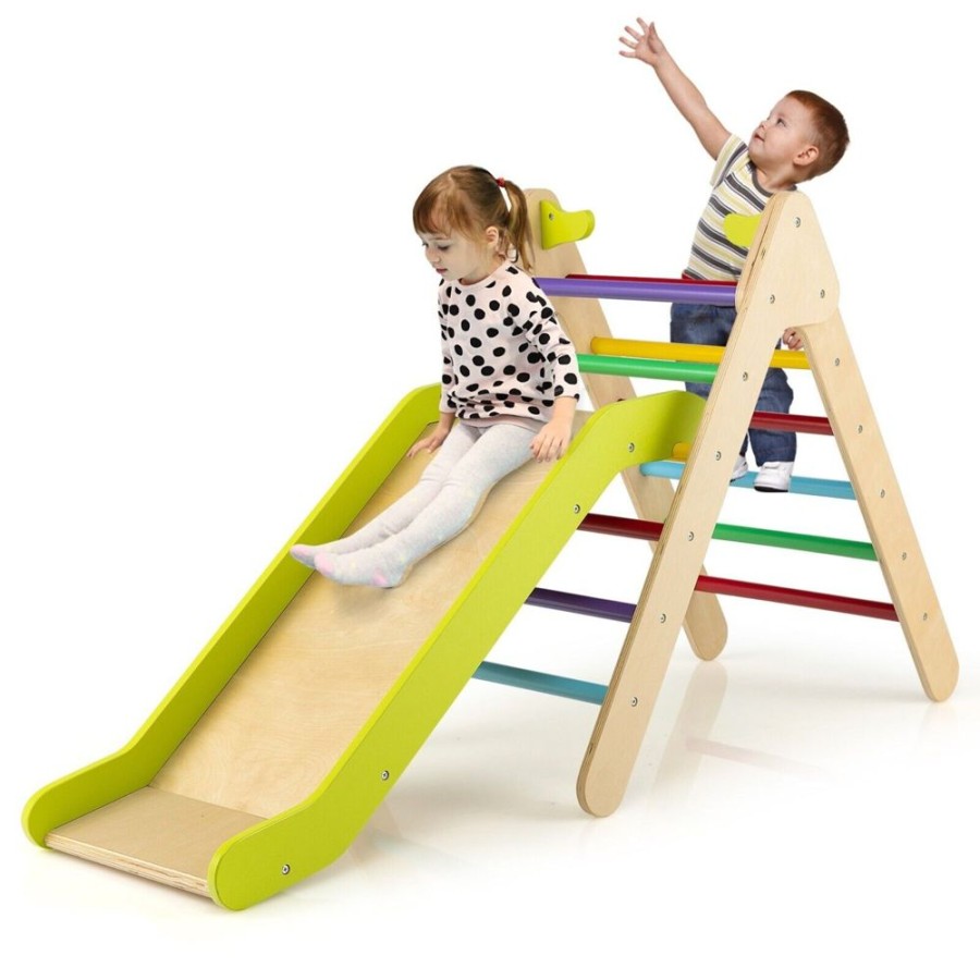 Playtime littlehelper Montessori Toys & Products | 2-In-1 Children'S Eco Wood Climbing Frame | Montessori Pikler Triangle, Slide & Climber