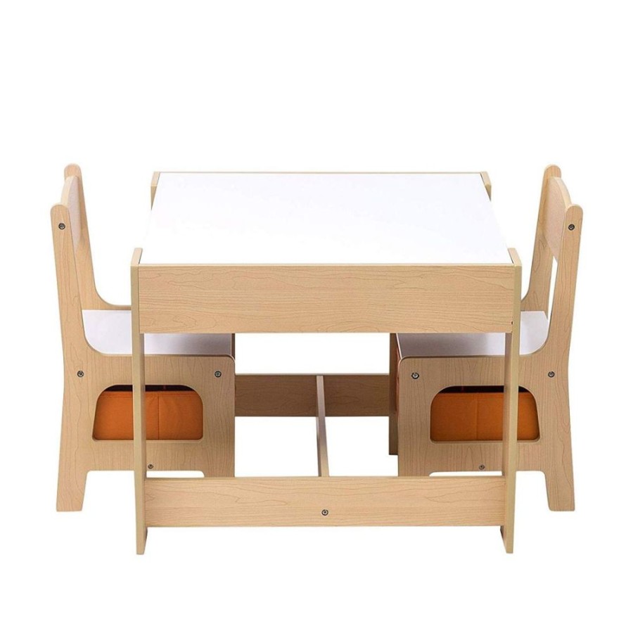 Toddler Furniture & Accessories littlehelper | Kids 3-In-1 Table & Chairs | Reversible Top | Blackboard | Orange Storage Drawers