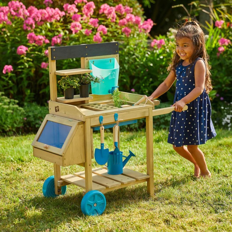 Playtime littlehelper Role Play Toys | Deluxe Montessori Eco & Fsc Natural Wood 2-In-1 Mud Kitchen | Potting Bench | 3 Years+