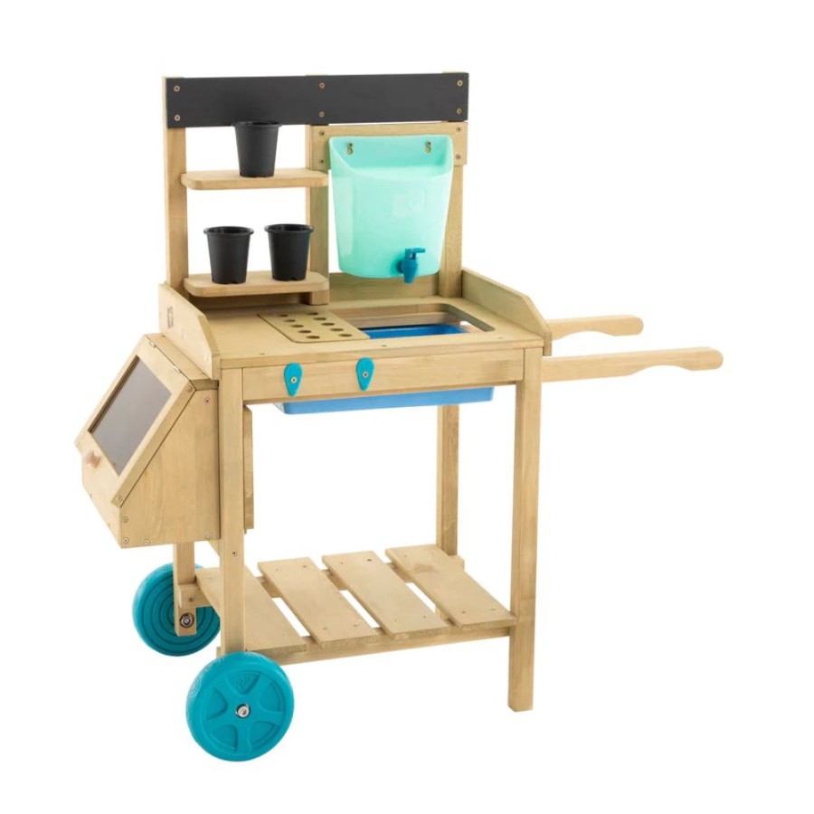 Playtime littlehelper Role Play Toys | Deluxe Montessori Eco & Fsc Natural Wood 2-In-1 Mud Kitchen | Potting Bench | 3 Years+