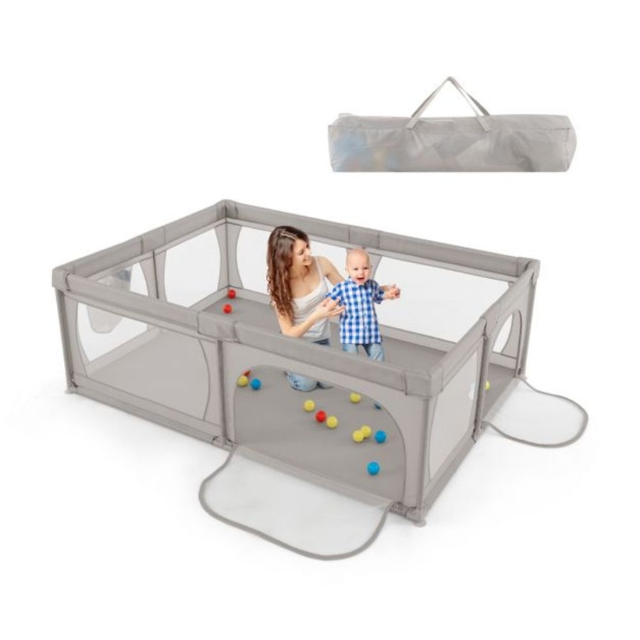 Baby & Nursery littlehelper Travel Cots & Playpens | Xxl Baby Playpen And Ball Pool With 50 Balls & Carry Bag | Breathable Mesh Fabric | 2M X 1.5M