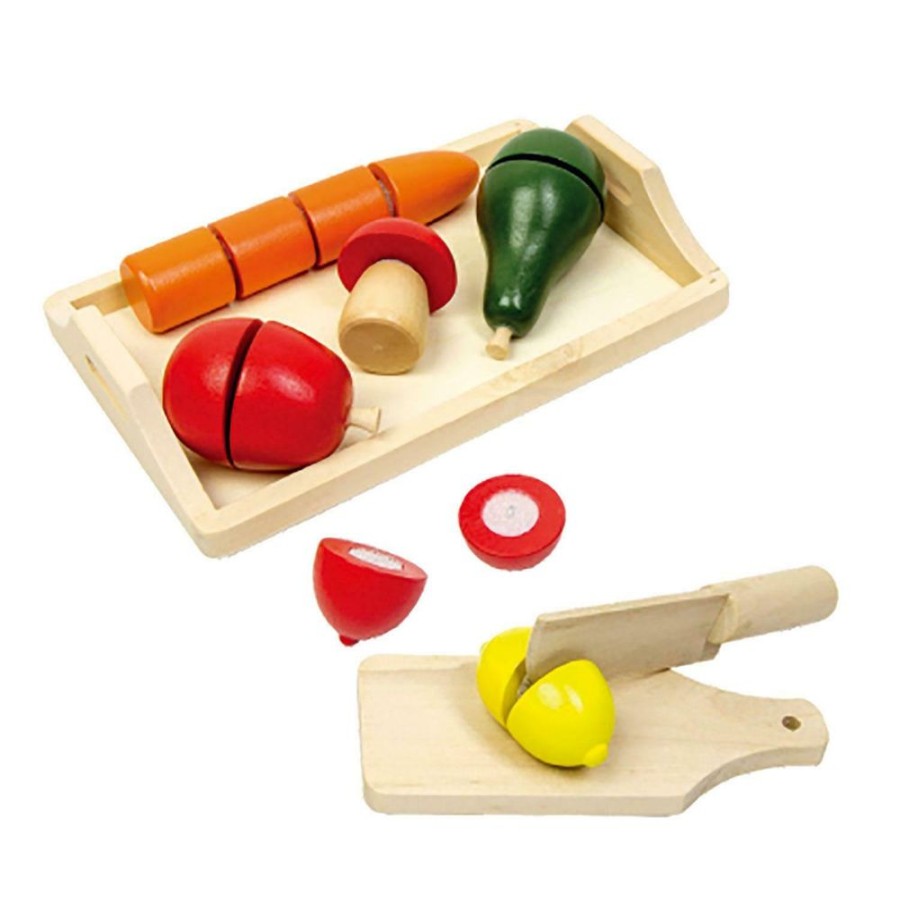 Playtime littlehelper Wooden Toys | 9 Piece Montessori Eco Wooden Play Food | Wooden Toy Food | Cutting Board, Tray & Fruit | 3 Years+