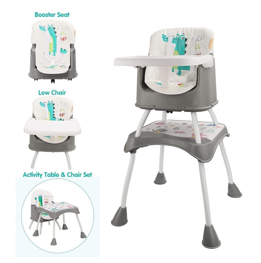 Mealtime littlehelper | 7-In-1 Multi Purpose Grow-With-Me Dinosaur High Chair & Tray | Booster Seat | Low Chair | Table & Chair Set | 6 Months - 6 Years