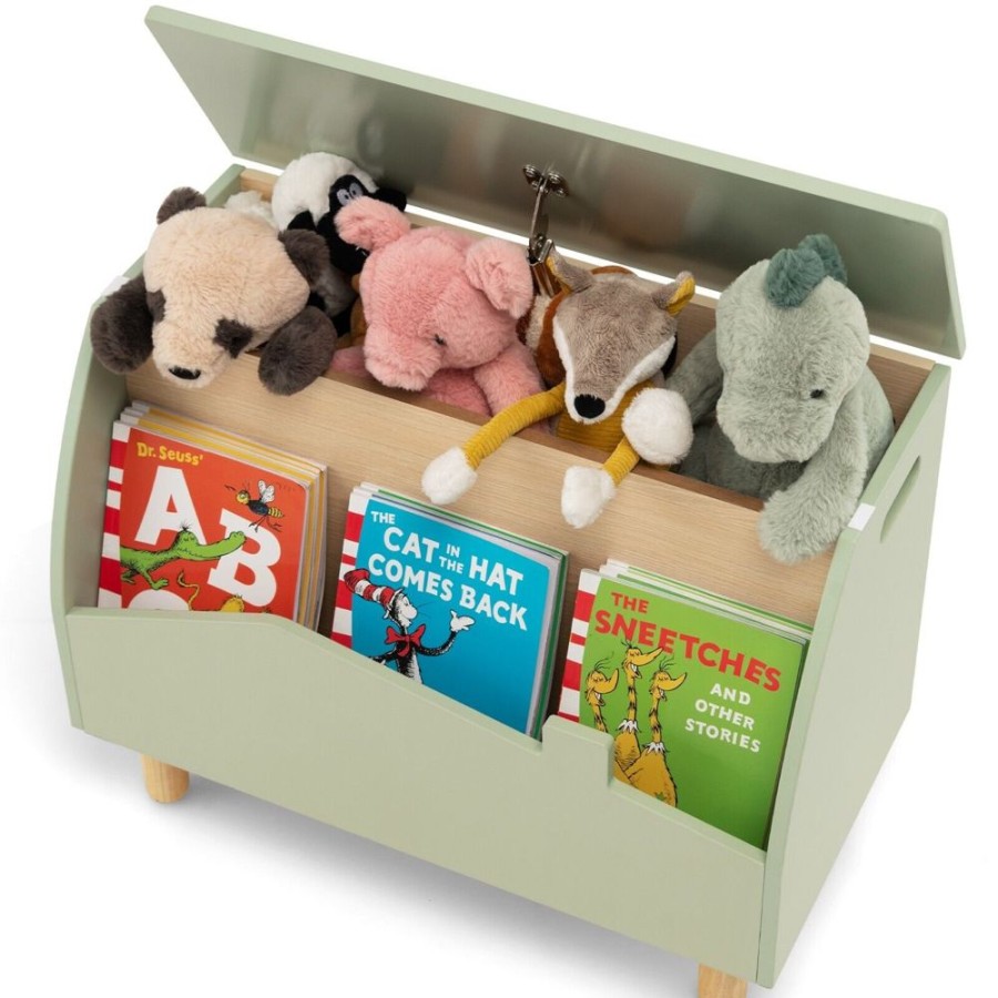 Baby & Nursery littlehelper Toy Box | Cute 3-In-1 Montessori Toy Box | Bench Seat | Book Shelf | Pistachio