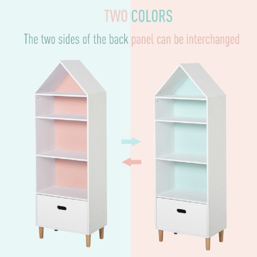 Toddler Furniture & Accessories littlehelper | Large Interchangeable Montessori Bookcase | Kids Toy Storage | Blue Or Pink And White | 1.42M High | 3 Years+