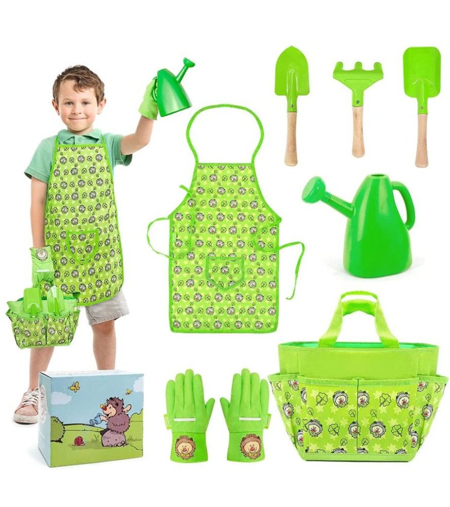 Playtime littlehelper Sand & Water Table | Montessori 7 Piece Sand Pit Set & Garden Toy Tool Set | Apron | Can | Gloves | Tools | 3 Years+