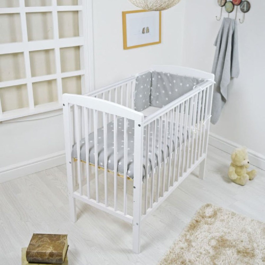 Baby & Nursery littlehelper Cots | White Solid Pine Space Saver Cot Height Adjustable Mattress | 104Cm Long X 56Cm Wide