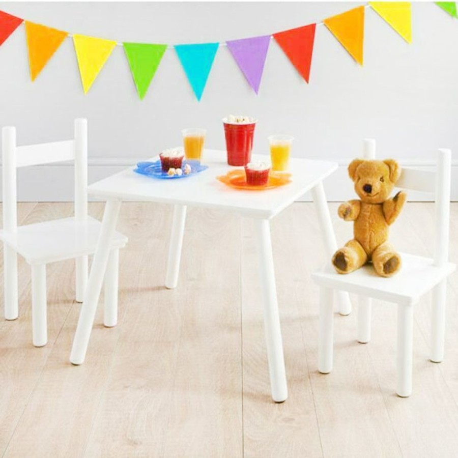 Toddler Furniture & Accessories littlehelper | Kids Contemporary White Wooden Table And Chairs Set | 3 Years+