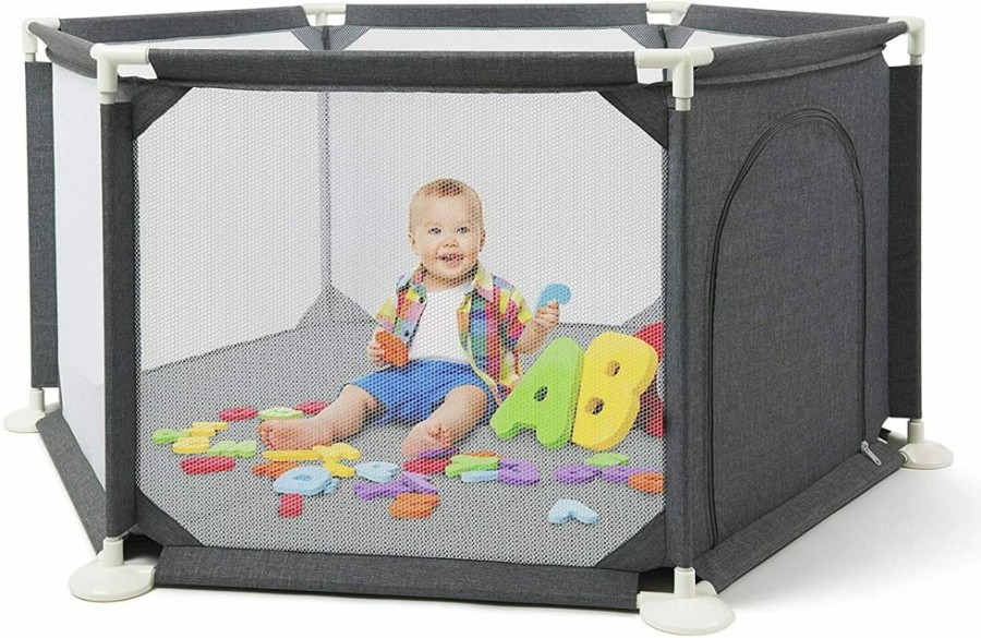 Baby & Nursery littlehelper Baby Playpens | Premium Quality Safe & Secure Baby Playpen | Ball Pool With Zip Door | Grey | 6 - 36M