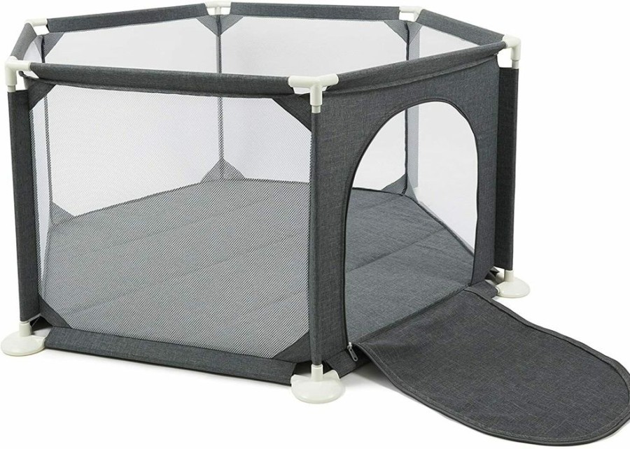 Baby & Nursery littlehelper Baby Playpens | Premium Quality Safe & Secure Baby Playpen | Ball Pool With Zip Door | Grey | 6 - 36M