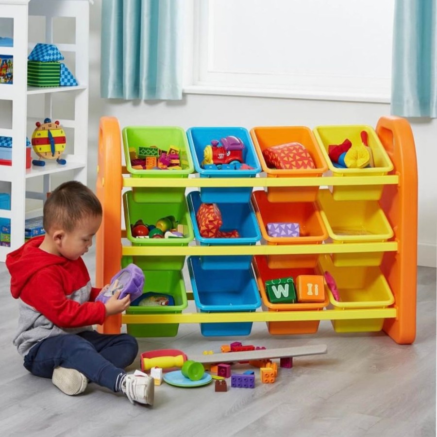 Playtime littlehelper Montessori Toys & Products | Montessori Large Children'S 12-Bin Toy Storage Unit | Primary Colours