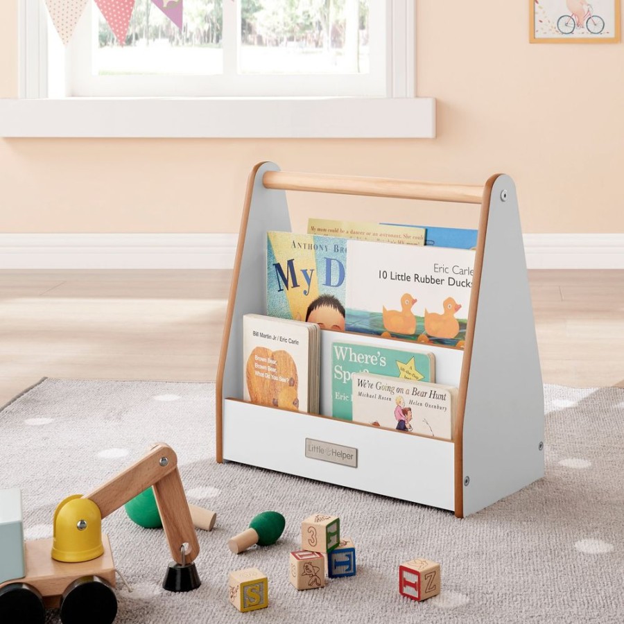 Toddler Furniture & Accessories littlehelper | Little Helper Montessori Portable Bookcase | Double Sided | Bookshelf | White