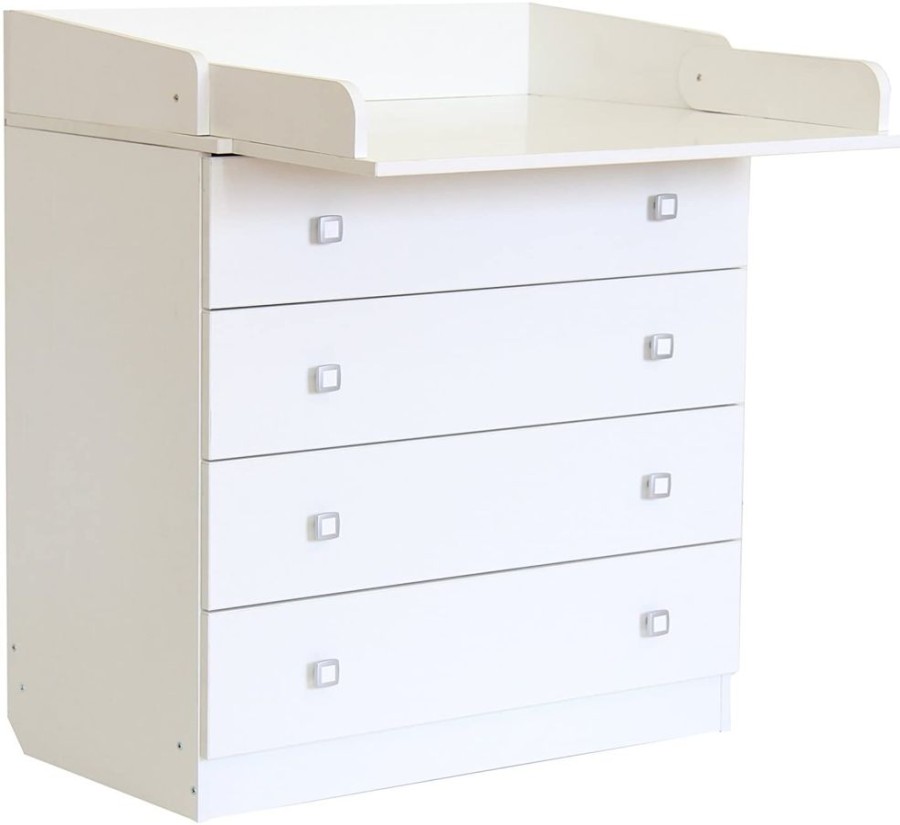 Baby & Nursery littlehelper Changing Units | Baby Changing Unit With Adjustable Changing Top | 4 Drawers | Modern Design | 92 X 80 X 47Cm | White