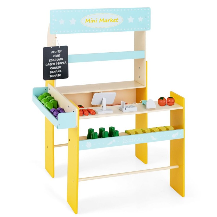 Playtime littlehelper Toy Kitchens | Montessori Wooden Pretend Play Grocery Store | 36Pc Vegetable Accessories | 3 Years+