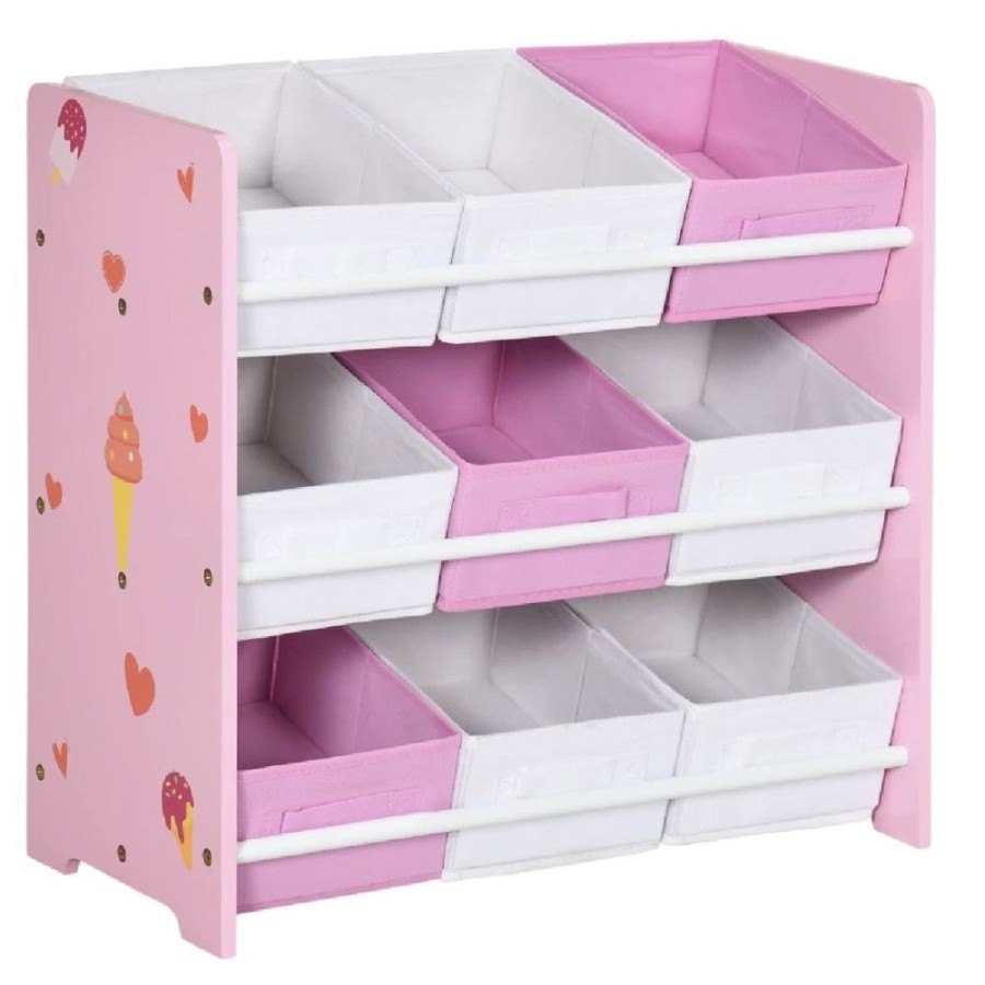 Toddler Furniture & Accessories littlehelper | Sweetheart Storage Unit With 9 Removable Storage Baskets | Toy Box Organiser With Shelf | Pink | 3 Years+