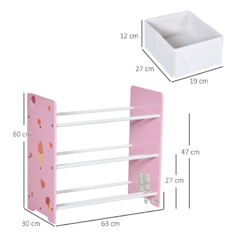 Toddler Furniture & Accessories littlehelper | Sweetheart Storage Unit With 9 Removable Storage Baskets | Toy Box Organiser With Shelf | Pink | 3 Years+