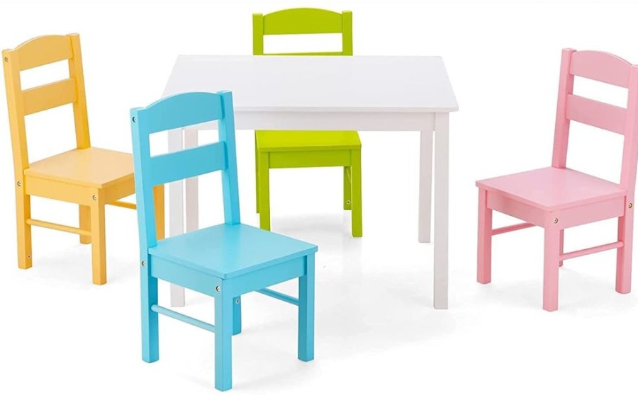 Toddler Furniture & Accessories littlehelper | Children'S Eco White Wooden Table & 4 Chairs Set | New Zealand Pine | 3-8 Years