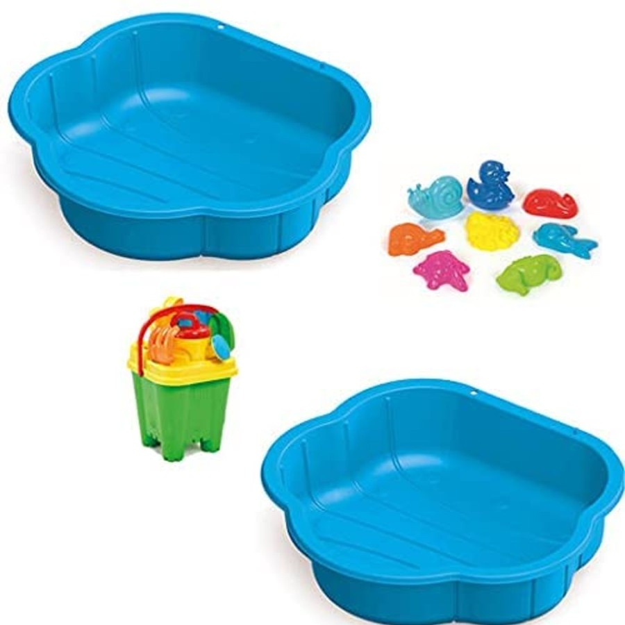 Playtime littlehelper Sand & Water Table | Kids Eco Recyclable Clamshell Sandpits | Ballpit & Paddling Pool With 9Pc Toy Set | Sand & Water Play | 12M+