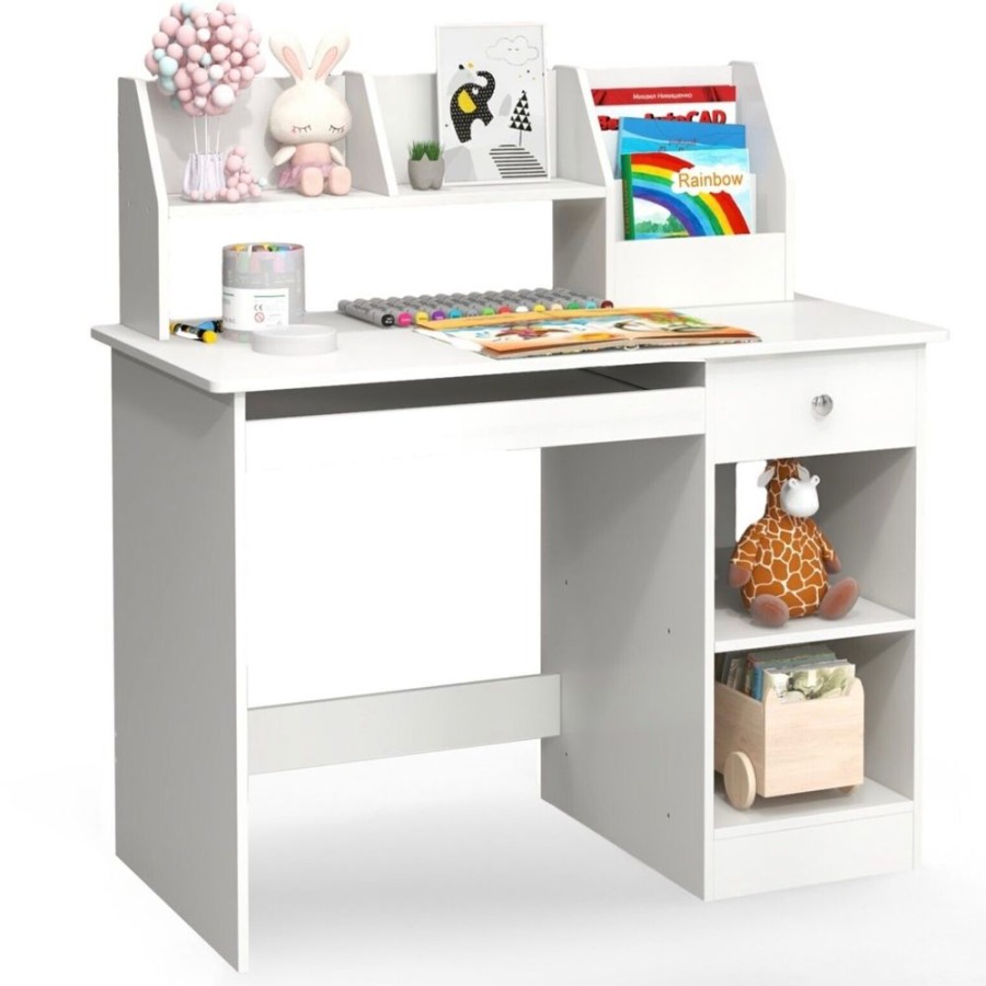 Toddler Furniture & Accessories littlehelper | Children'S White Homework Desk | Storage Shelves & Drawer | 5-14 Years