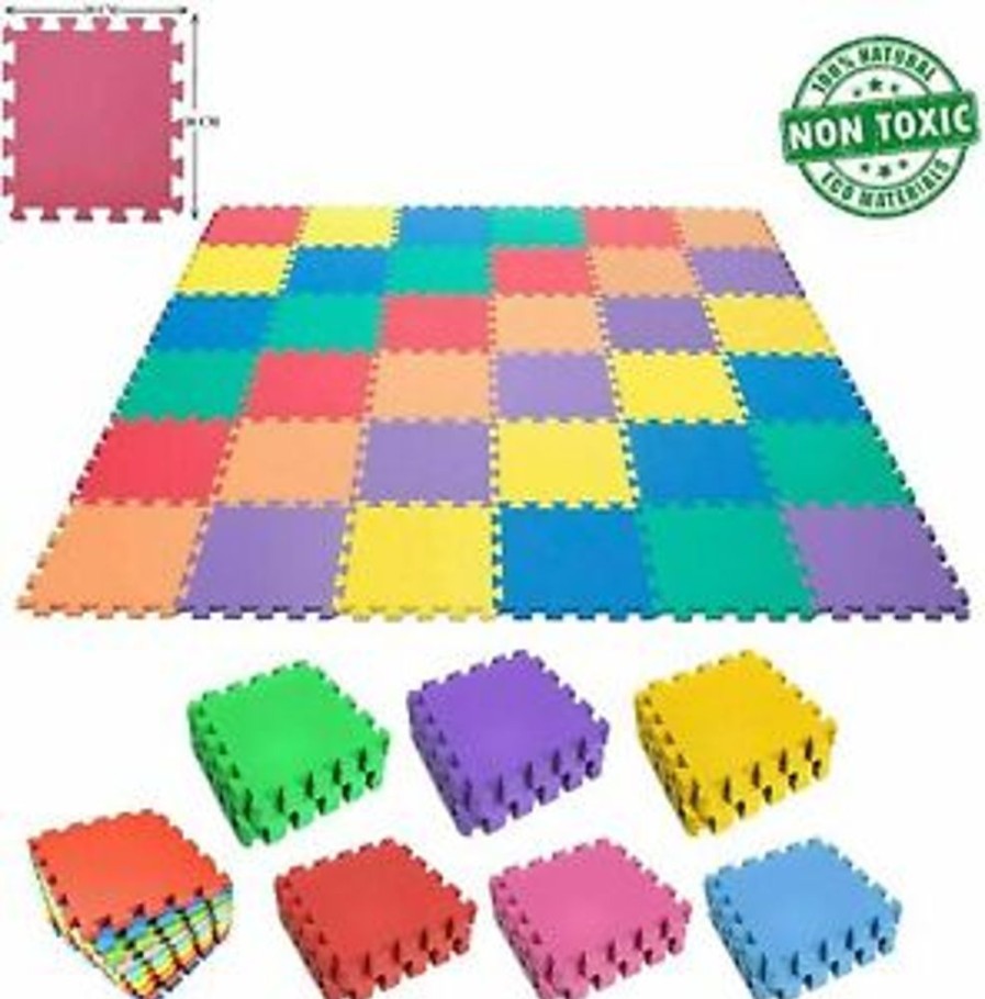 Baby & Nursery littlehelper Travel Cots & Playpens | Interlocking Montessori Thick Foam Play Floor Mats | Jigsaw Mats For Baby Playpens And Playrooms | Multicoloured