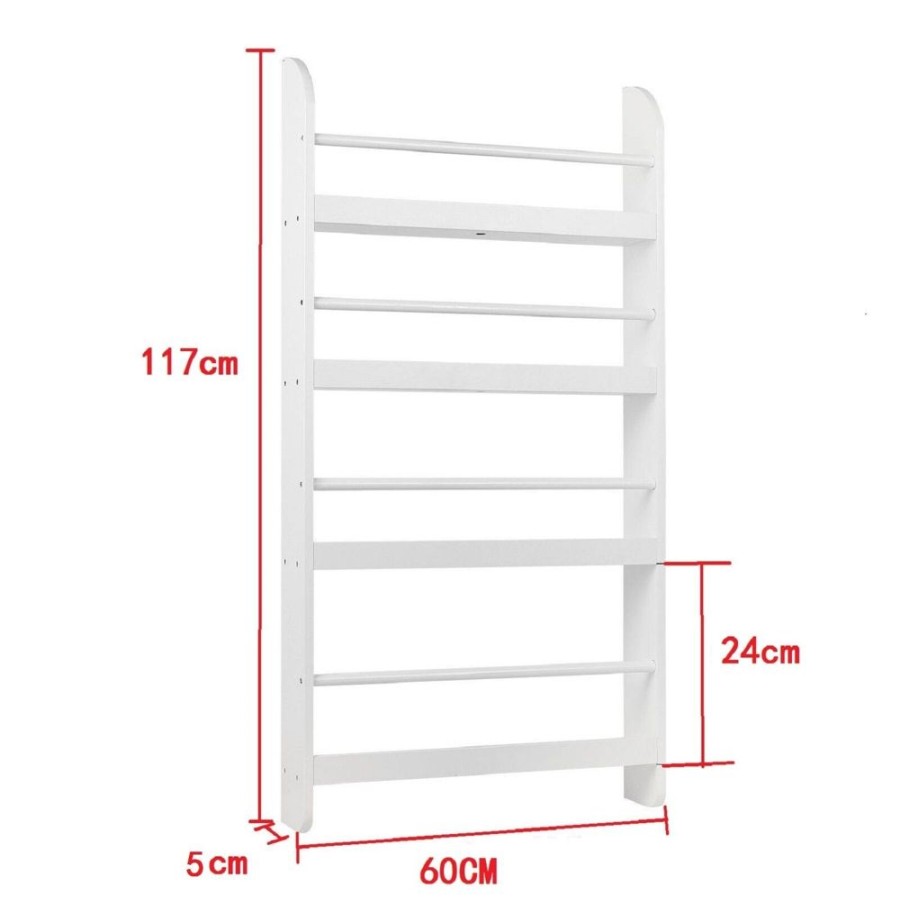 Toddler Furniture & Accessories littlehelper | Childrens Bookcase | Wall Mounting Wooden Bookcase | Childrens Shelving | White | 1.17M High