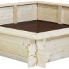 Playtime littlehelper Sand & Water Table | Kids Extra Large Hexaganol Eco Fsc Nordic Spruce Wooden Sandpit With Base Liner And Optional Waterproof Cover | 1.37 X 1.19M