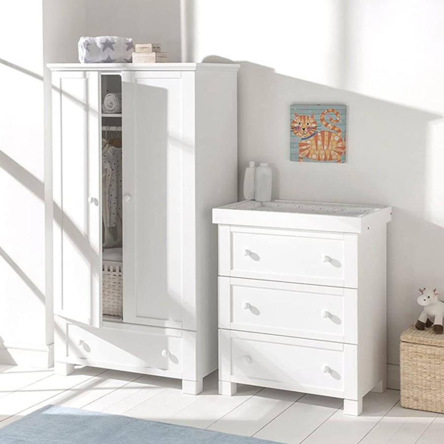 Baby & Nursery littlehelper Nursery Wardrobes | Savannah Double Wardrobe | Nursery Furniture | Crisp White