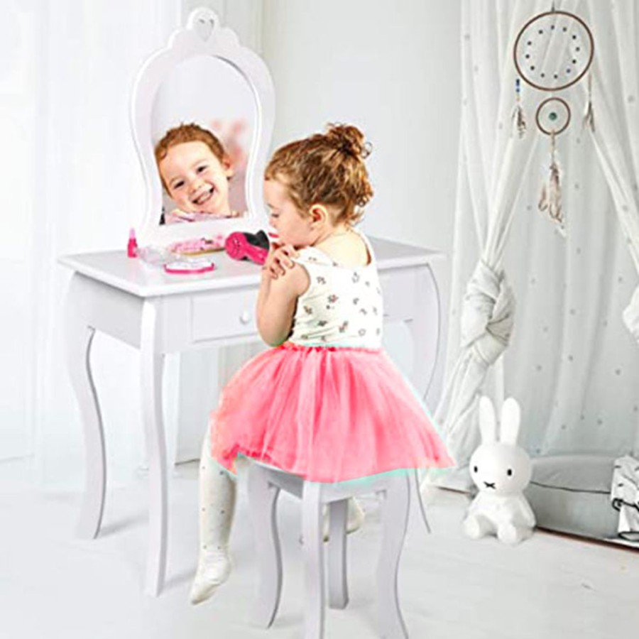 Toddler Furniture & Accessories littlehelper | Girls Princess Dressing Table & Stool With Mirror & Drawers | Kids Vanity Table | Or | 3-8 Years