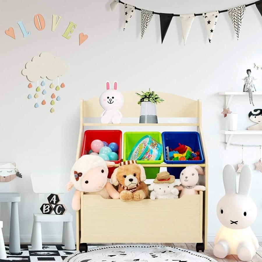 Toddler Furniture & Accessories littlehelper | Childrens | Kid'S Wooden Bookcase & Toy Storage Unit | Rollout Drawer & Boxes