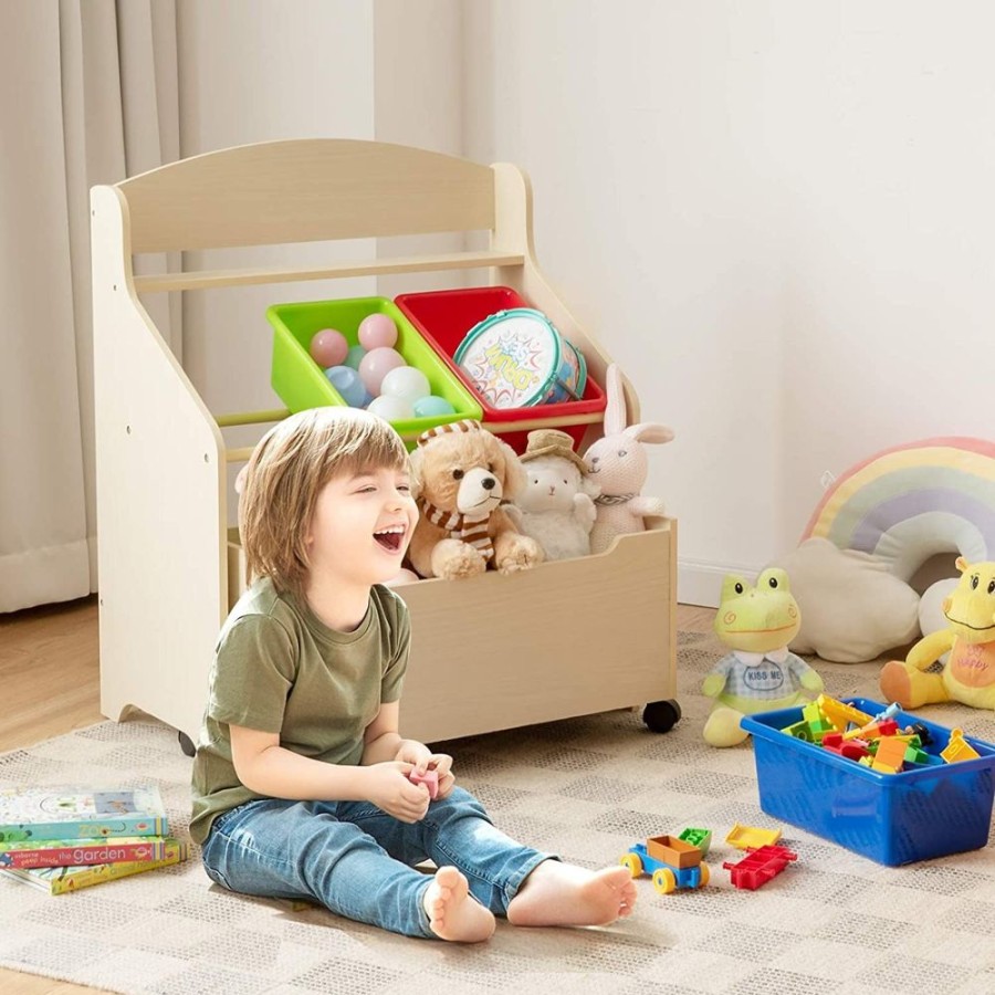 Toddler Furniture & Accessories littlehelper | Childrens | Kid'S Wooden Bookcase & Toy Storage Unit | Rollout Drawer & Boxes